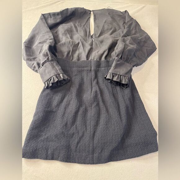 Zara Black Contrasting Tweed Long Sleeve Mini Dress Size Small - Picture 2 of 16